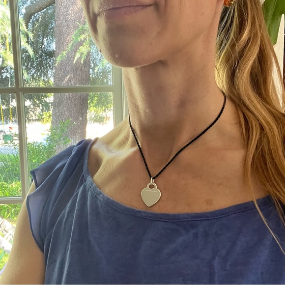 Authentic Tiffany & Co.® Wide Twist Silk Rope Necklace in Black and Silver 15" - Picture 6 of 6